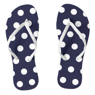 Tongs Flèches de points Polka bleues et blanches de la m