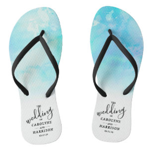 Tongs Flèches Mariages Ombre Aquarelle - Bleu