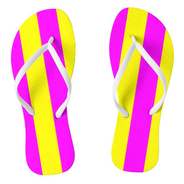 Tongs Flèches rétro néon rose chaud et jaune (Semelle)