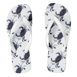 Tongs Flèches-tongs de plage Motif de crabe bleu