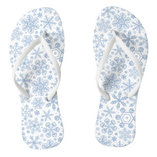Tongs Fléchettes de neige grises sur blanc