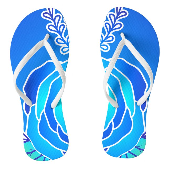 Tongs Fleur bleue Abstrait Style nom personnel (Semelle)