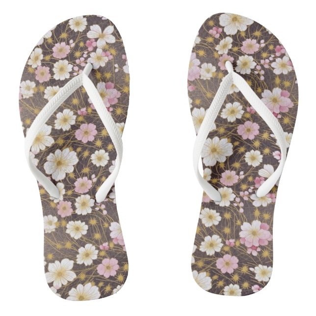 Tongs Fleur Cosmos rose et blanc (Semelle)