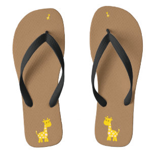 Tongs Fleur de Girafe Jaune mignonne