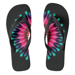 Tongs Fleur de lotus noir/rose