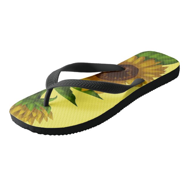 Tongs fleur de soleil nature fleurie jaune (Incliné)