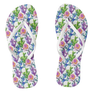 Tongs Fleur sauvage aquarelle Cactus Motif