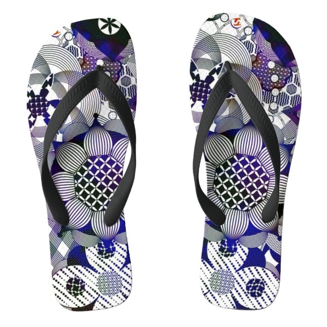 Tongs Fleurs Abstraites Pen Damask Ink Flops (Semelle)