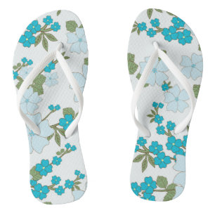 Tongs Fleurs Bleues, Motif Floral, Motif De Fleurs