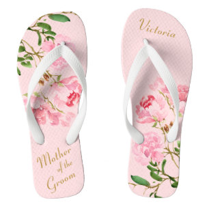 Tongs Fleurs Botaniques Roses Mariage Mère du Marié
