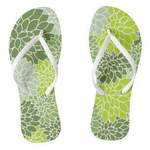 Tongs Fleurs Dahlia, Motif De Fleurs, Dahlia Verte