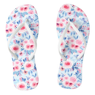 Tongs Fleurs d'aquarelle et feuilles 2