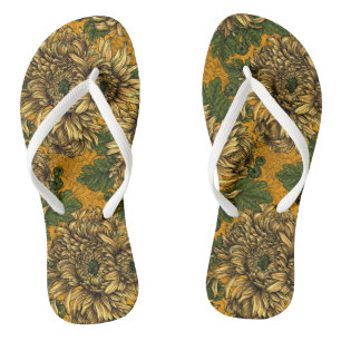 Tongs Fleurs de chrysanthème jaune