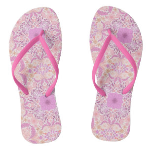 Tongs Fleurs de jardin rétro en rose