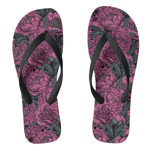 Tongs Fleurs de pivoines violettes (Semelle)