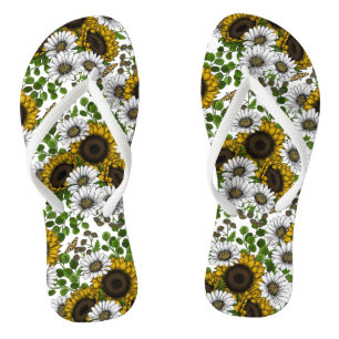 Tongs Fleurs de soleil et marguerites, jardin d'été 3