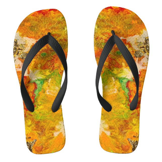 Tongs Fleurs d'été Orange or jaune (Semelle)
