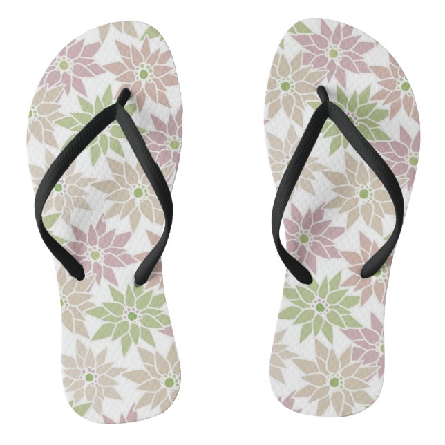 Tongs Fleurs florales Abstraites dessin motif romantique (Semelle)