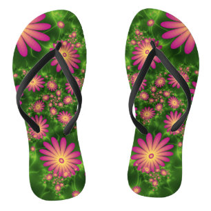 Tongs Fleurs Imaginaires roses Art Fractal Abstrait mode