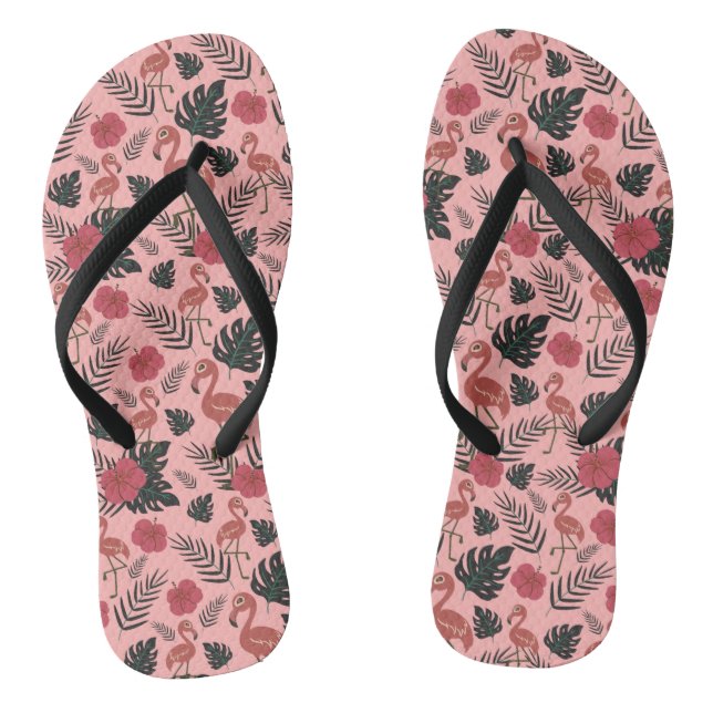 Tongs Fleurs motifs et feuilles flamands roses (Semelle)