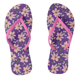 Tongs fleurs rose motif