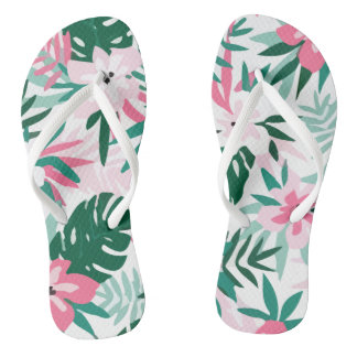 Tongs Fleurs roses Motifs hawaïennes