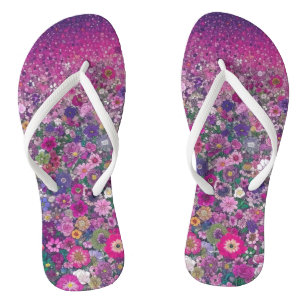 Tongs Fleurs sauvages roses et violets