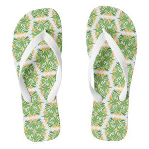 Tongs Fleurs Vertes, Motif De Fleurs, Motif Floral