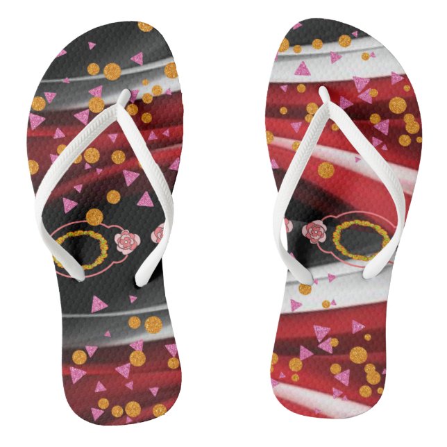 Tongs Flip Flops Abstrait rouge noir (Semelle)