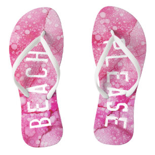 Tongs Flip-Flops Adultes "Rose/Plage S'Il Vous Plaît"