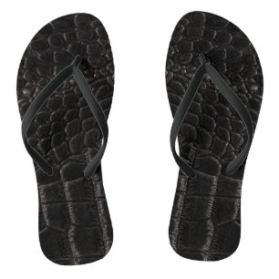 Tongs flip flops crocodile noir