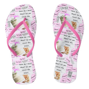 Tongs Flip Flops de mariage de plage rose et blanc