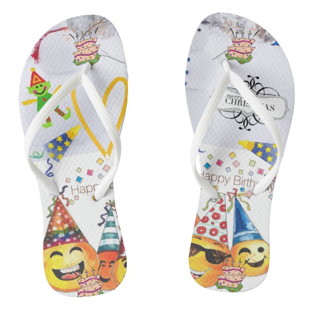 Tongs Flip Flops Joyeux Noël Joyeux anniversaire (Semelle)