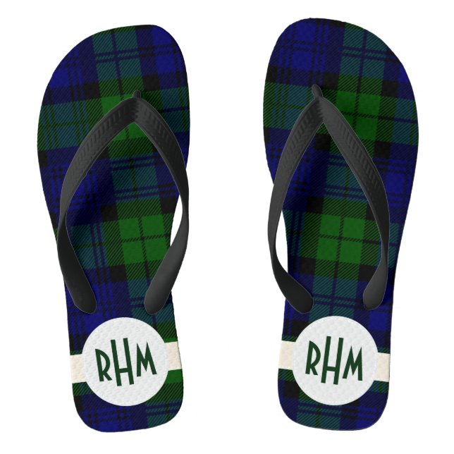 Tongs Flip Flops personnalisables de Black Watch Plaid (Semelle)