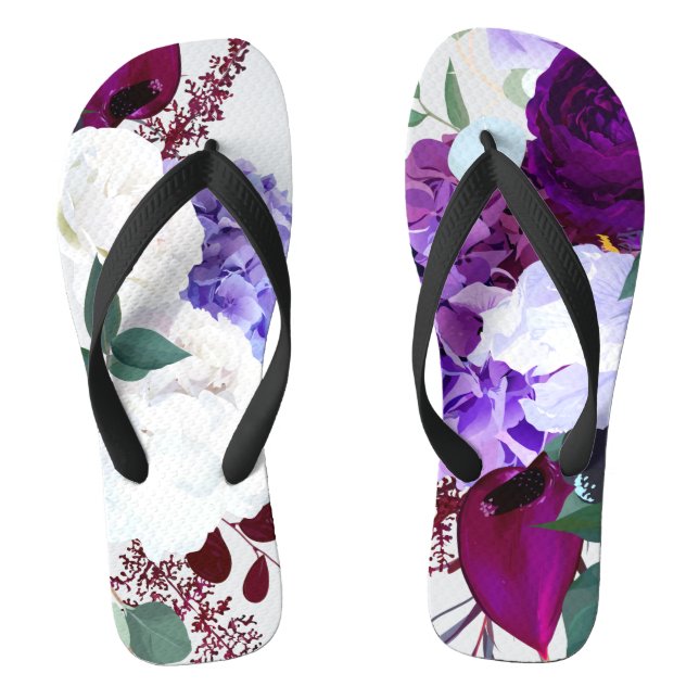 Tongs Flipflop Sandales Lavande Hibiscus blanc (Semelle)