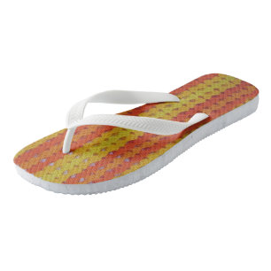 Tongs Flops - Motif de Crochet jaune et orange