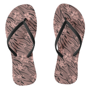 Tongs Floral, brun, motif tigre