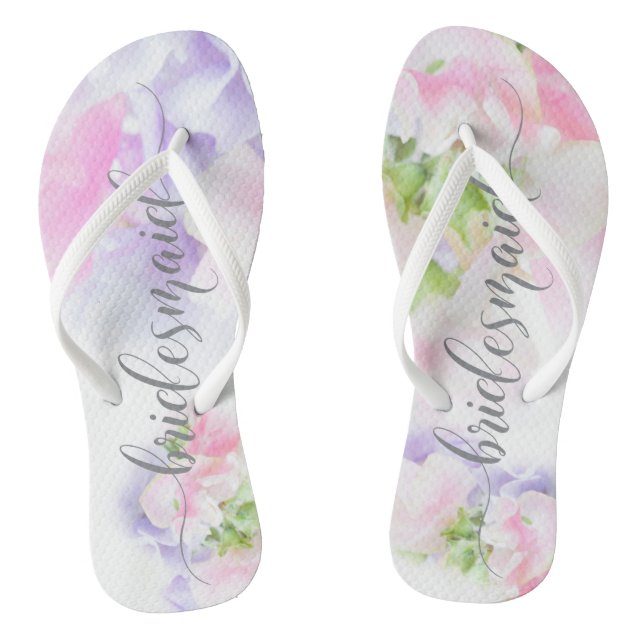 Tongs FLORAL CHIC MARIAGE SWEET PEAS Bridesmaid (Semelle)