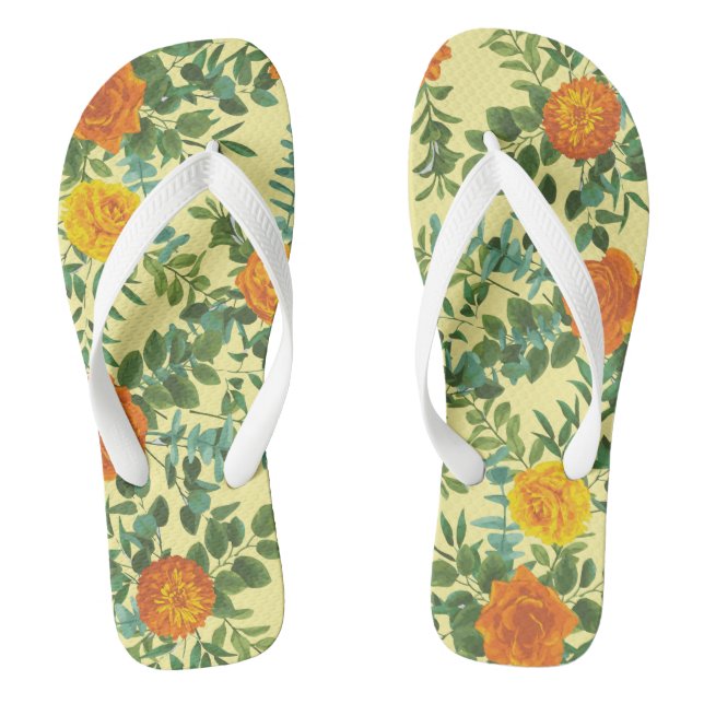 Tongs Floral Mariage orange jaune (Semelle)