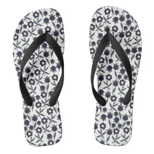 Tongs Floral Noir Et Blanc