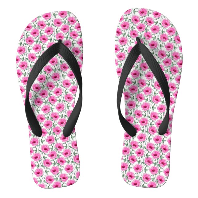 Tongs Floral Red Roses Motif-555 (Semelle)
