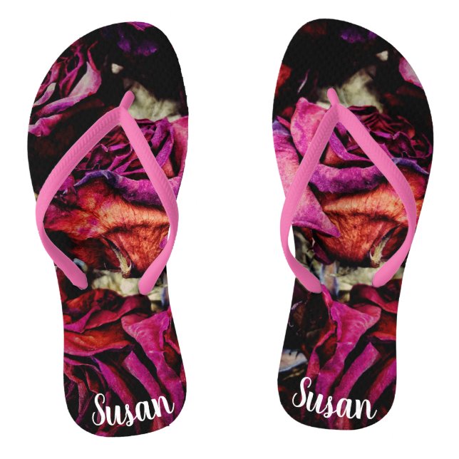 Tongs Floral Roses rouges rouges (Semelle)