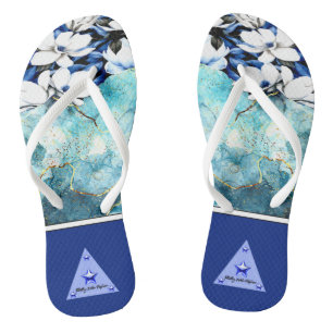 Tongs Florales Bleus