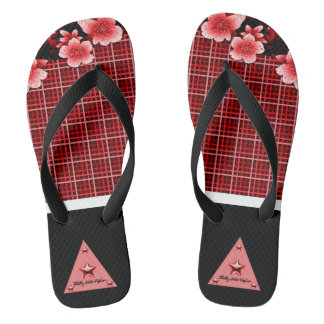 Tongs Florales Rouges