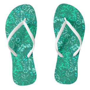 Tongs Flore d'algues Art nouveau, turquoise et aqua