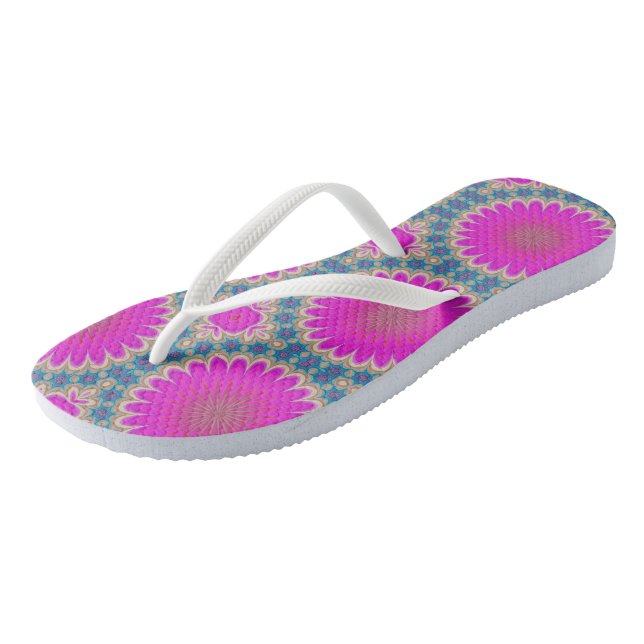 Tongs Flore rétro Mandala Psychédélique Fleur (Incliné)