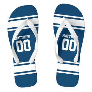 Tongs Football Jersey Blue Blanc Personnalisé