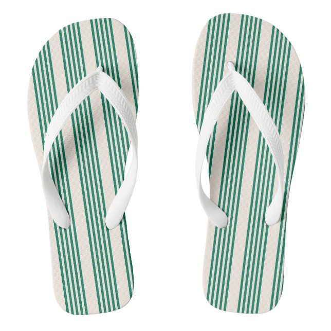 Tongs Forêt vert et beige cinq bandes motif (Semelle)