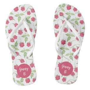Tongs Framboises d'aquarelle personnalisées