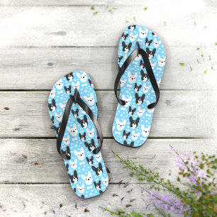 Tongs Français Bulldogs français mignon Motif bleu